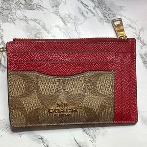 Coach Red and Tan Wristlet